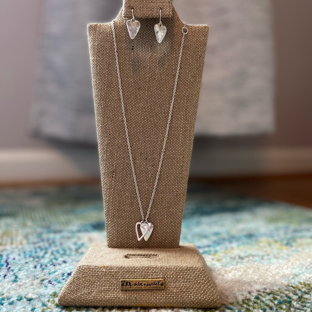 Chloe + Isabel heart earrings and necklace